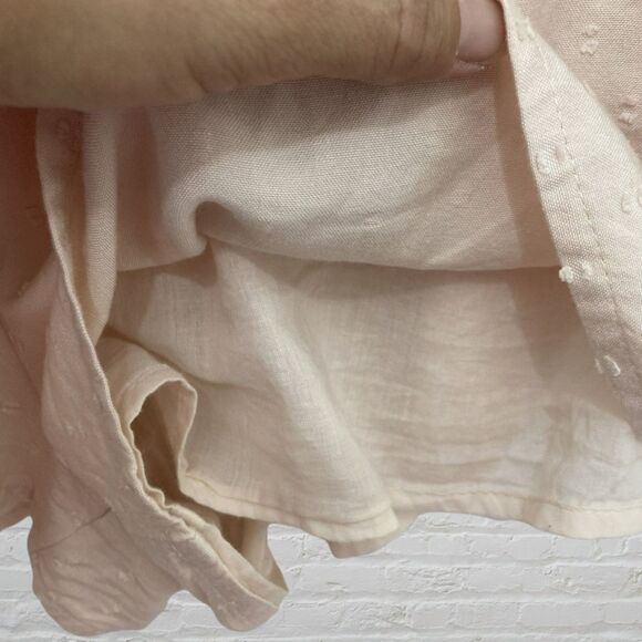 Roxy Cool Your Heart Romper 10 Blush Pink Swiss Dot Ruffle Tie Waist Shorts - Picture 12 of 15